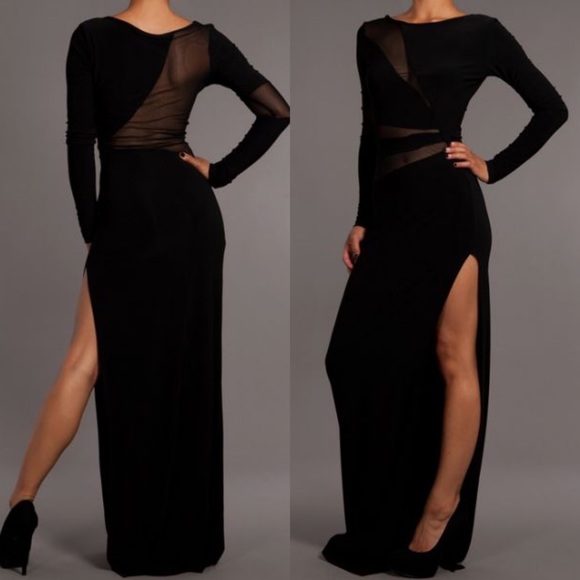 SOLD 🎉HP🎉 Long Sleeve Dress w/ Thigh Slit & Mesh