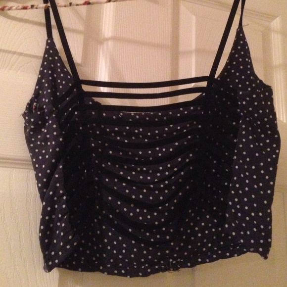 NWOT Brandy Melville Navy polka dot caged bra top - Picture 2 of 2