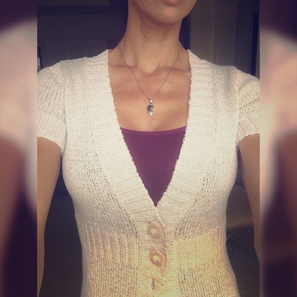 🔳W|H B|M Creamy White Short Sleeve Cardigan🔳