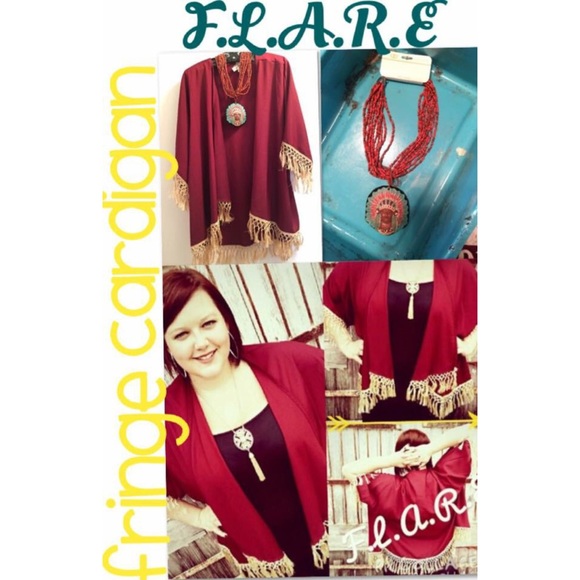✨MAROON FRINGE CARDIGAN✨ - Picture 1 of 1