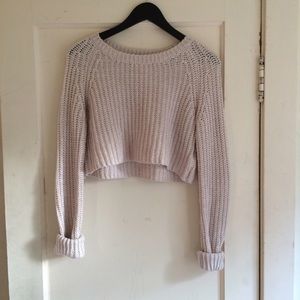 Cream thick knit crop sweater by Kimchi Blue!