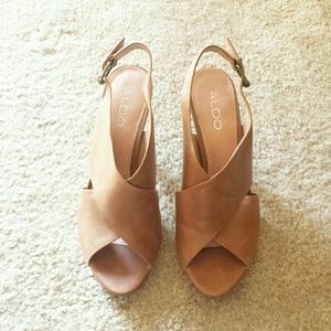 Aldo Criss Cross Tan Heel