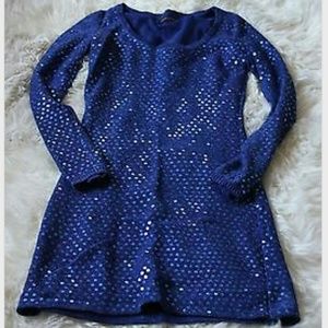 Betsey Johnson blue sequin dress or tunic sz Small
