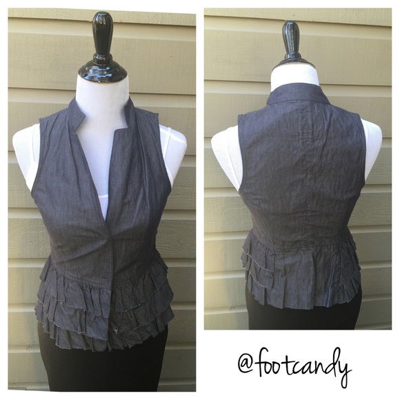Pleated Peplum Denim Vest - Picture 2 of 2