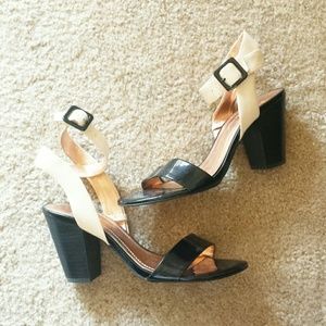 Two Tone Black Amd White Criss Cross Heel