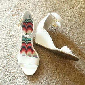 AE Spring Strap White Wedge Heel