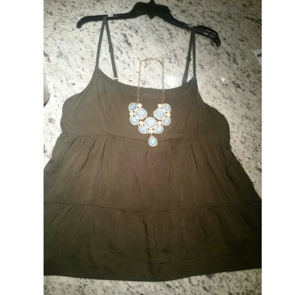 Navy Green Flowy Tank