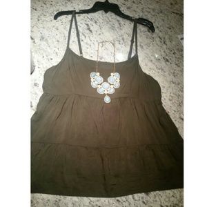 Navy Green Flowy Tank