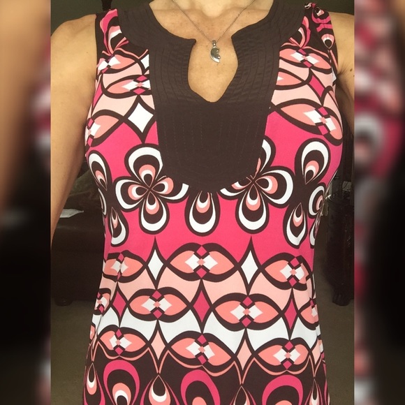 ❤️SOLD❤️Pink/Melon/White/Brown Tunic Dress