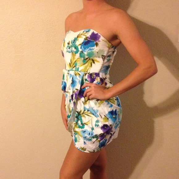 Strapless floral dress