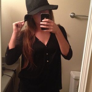 Plain black button up tee