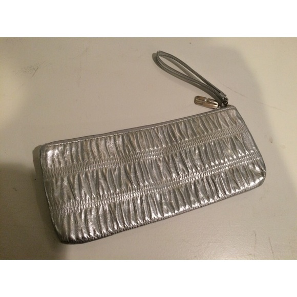 Silver Clinique Makeup Bag