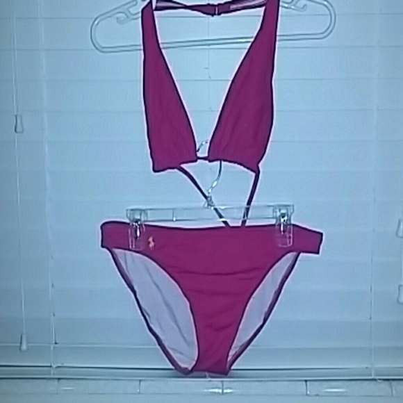 Hot pink bikini.