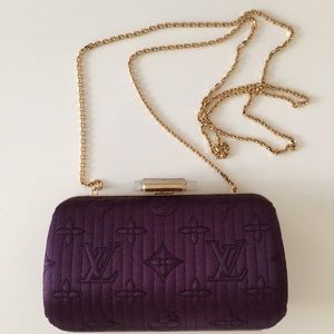 SOLD! LV Purple Satin Monogram Motard  Clutch