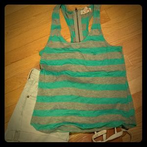 Racer back tank with cute zipper detail