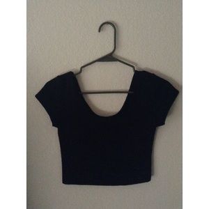 Black textured crop top
