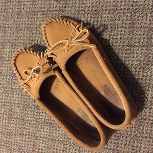 Lowest price. Tan Minnetonka moccasins