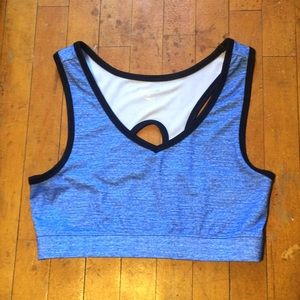 Blue V Neck Sports Bra