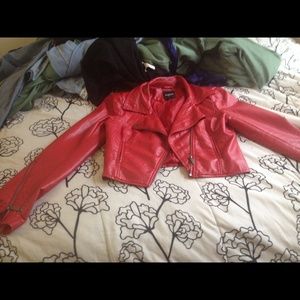 Be be red leather jacket