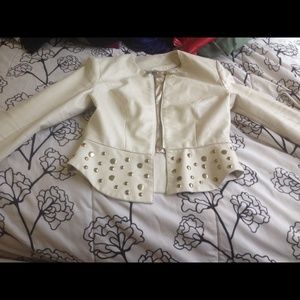 Cream spring leather jacket