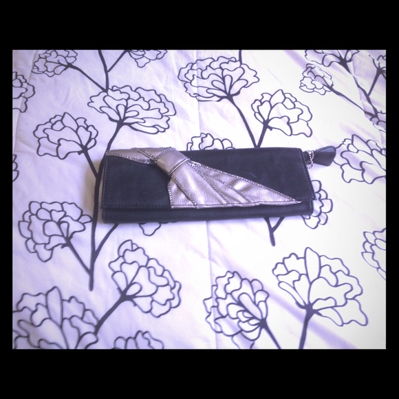 Black & silver clutch bag