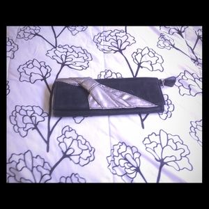 Black & silver clutch bag
