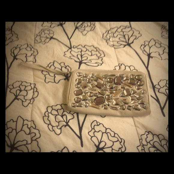 Cream soft leather clutch