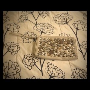 Cream soft leather clutch