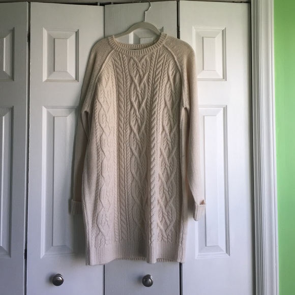 Cream knit sweater dress