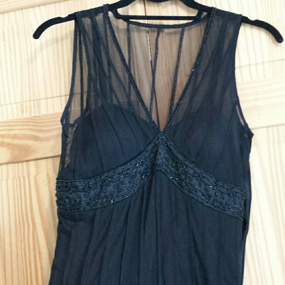 WHBM Beaded Net Black Dress