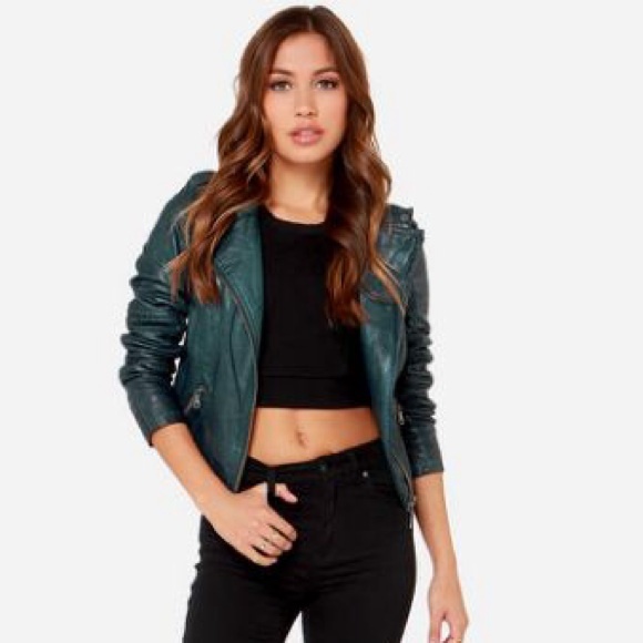 Emerald vegan leather jacket