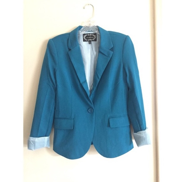 1HRSALE💙 Teal Boyfriend Blazer - Picture 2 of 4