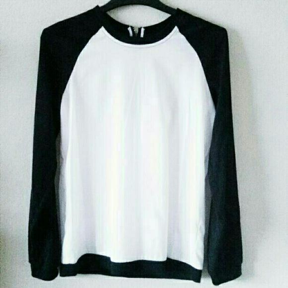 Sheer Black and White Raglan Baseball Tee