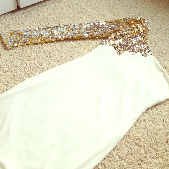 White and Gold Party/Homecoming Dress