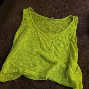 Loose neon yellow crop top tank