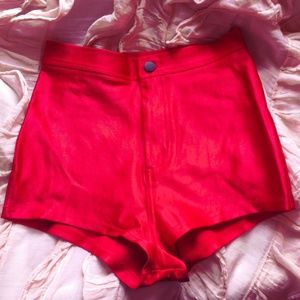 American Apparel red high rise shorts