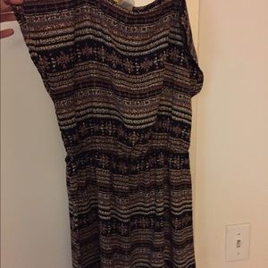 Tribal brown above knee length dress