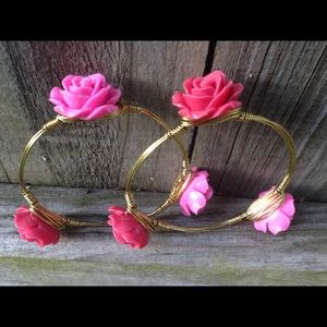 Pink rose Bangle bracelet. Sold individually.