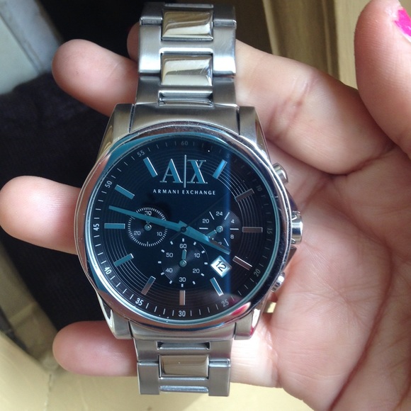 Authentic men  armani exchange silver watch
