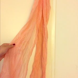 Salmon colored scarf fringed look