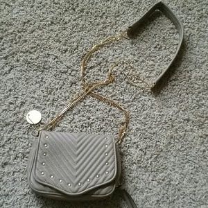 Tan and gold cross body bag