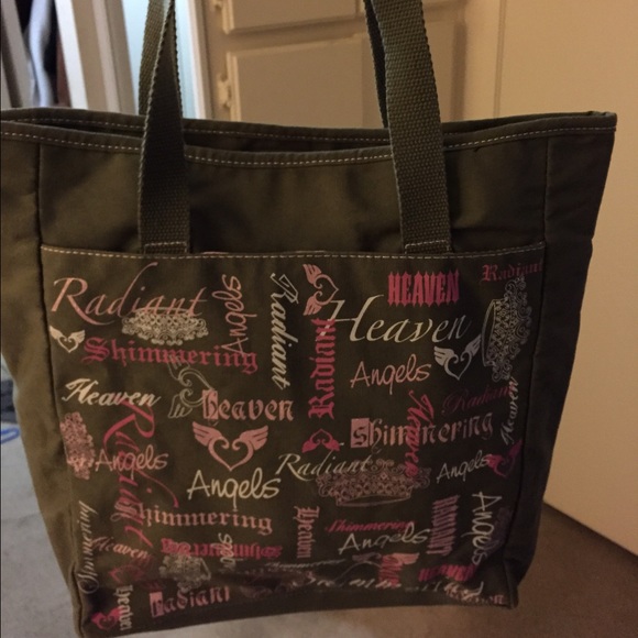 Olive green hand bag with 2 pockets
