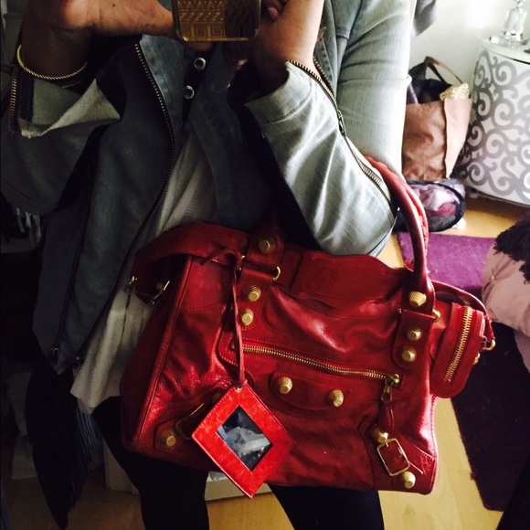 Red Balenciaga Moto Bag - Picture 4 of 4