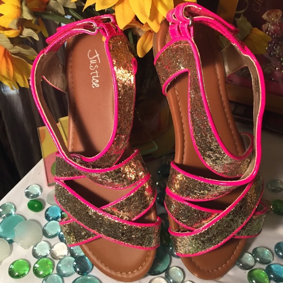 Justice Glittery Gold Sandals - Picture 3 of 4