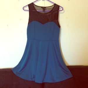 Mesh Trimmed Skater Dress