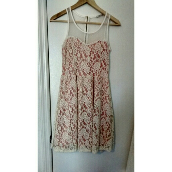White and pink lace dress