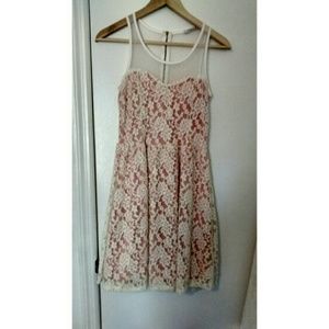 White and pink lace dress