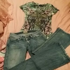 COMBO: BKE starlight20 stretch &Daytrip Emblshd ts