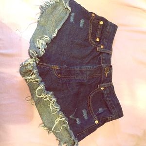 High waisted denim shorts