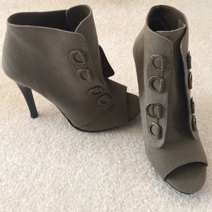 Military Green Open Toe Booties